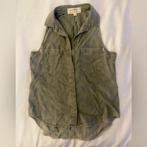 COPY ON HOLD - Cloth & Stone Button Up Collared Tank Top - Olive Green
